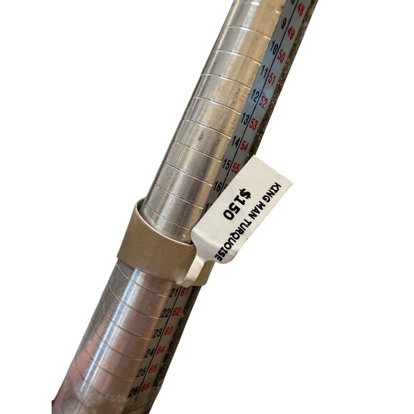 Artisan Heart  Sterling Silver Kingman Turquoise Cigar Band Statement Ring 9.5 - Picture 8 of 13